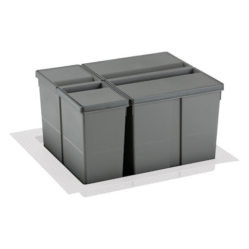 Riex Poubelle de tiroir grde cap. GN09 - bacs pour 600 mm, 1x26L+1x11L, H277 mm, anthracite