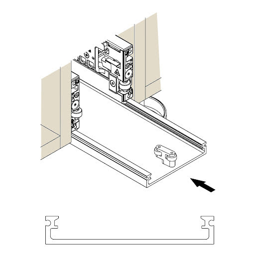 EF12010401G00006 Hawa Concepta III, Connector bottom 110 mm for two pivot/slide-in doors (in front of fixed plinth)
