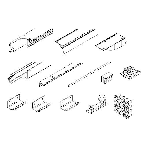 Hawa Folding Concepta III 20/25, track set 2 doors, left, aluminum, anodized