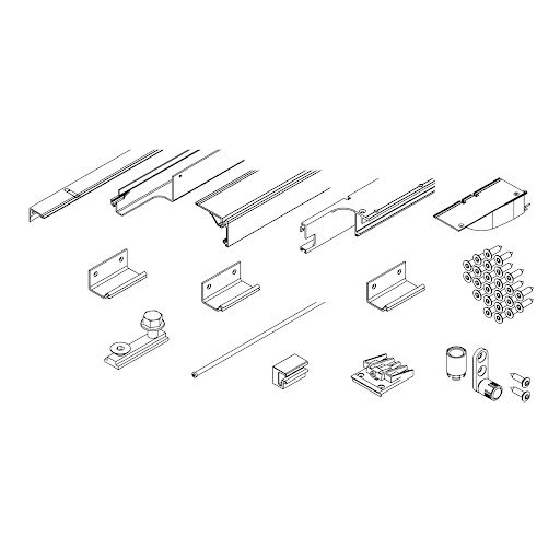 Hawa Folding Concepta III 20/25, track set 3 doors, left, aluminum, anodized