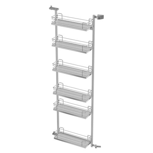 Kesse TANDEM II, Kant zijdeurplankenset (4) Classic, Zilver frame, 1100x x 600 mm, Wit chroom